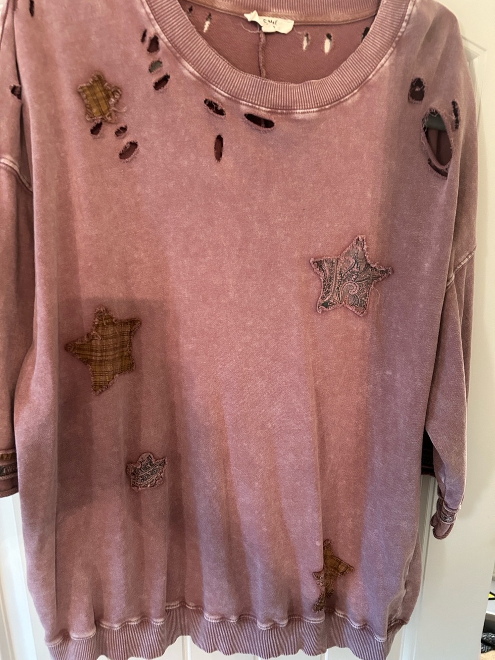 easel Mauve-Pink Ribbed Neck Sweatshirt